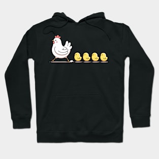 Little chicks follow chicken mom Hoodie